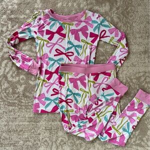 Little Sleepies Pink and Green Bow Pajama Set
